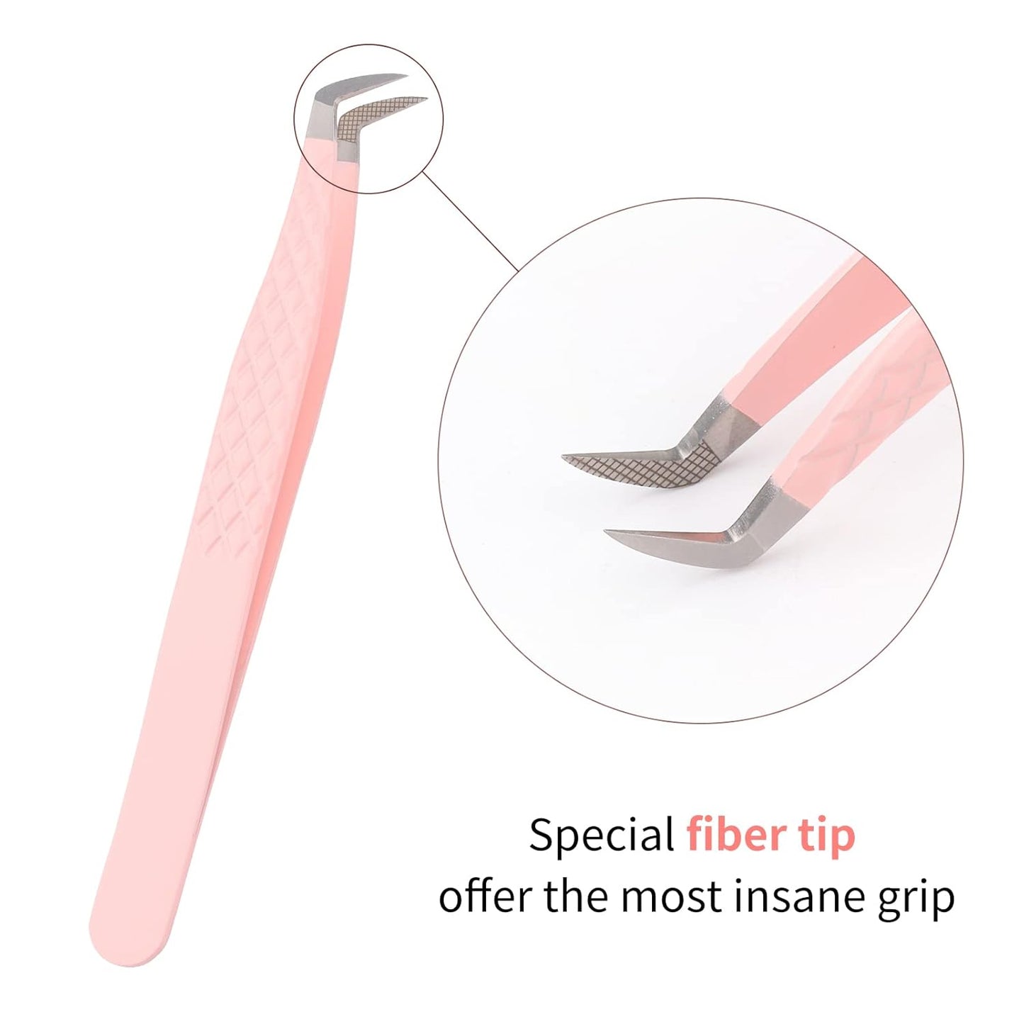 Eyelash Tweezers for Extensions Fiber Tip Lash Tweezers Professional Lash Extension Tweezers for Volume Fans &isolation & Pick up Single Lashes Volume Lash Tweezers Pink