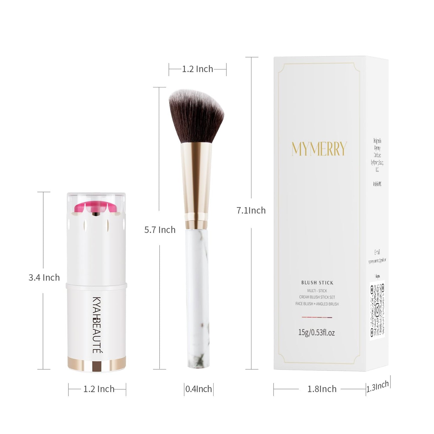 Blush Stick, Cream Blush for Cheeks and Lip Tint, Dewy Finish, Buildable & Blendable Color, Lightweight & Long-Lasting Formula | Forelsket-Cool Pink & Angled Blush Brush(0.53fl.oz)