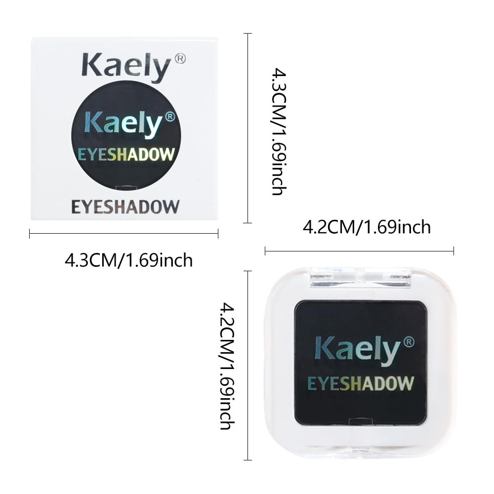 Kaely Pressed Single Eyeshadow Makeup, Deep Black Matte Highly Pigmented Monochrome Eye Shadow Palette, Waterproof Neutral Powder Mini Eyeshadow, sombras para ojos, Lightweight Blendable, 04