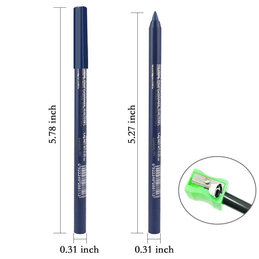 Kaely Gel Eyeliner Pencil for Women, Pearl Blue Eye Liner Waterproof Smudge Proof with Sharpener, Waterline Eye Makeup Liners, delineador de ojos contra el agua, Vegan & Cruelty-Free, 07