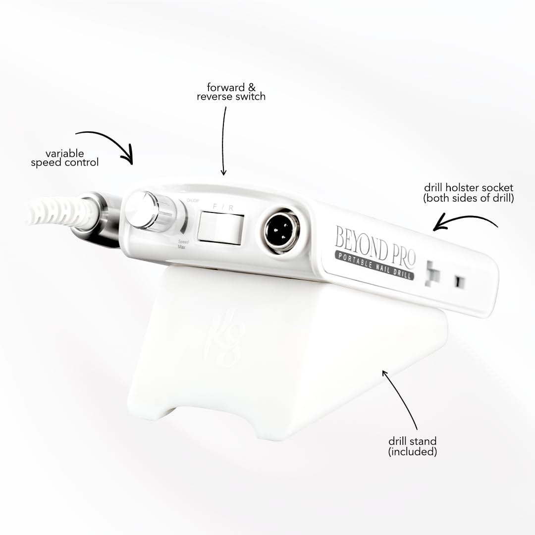 Kiara Sky Beyond Pro Nail Drill | Portable, Rechargeable & Cordless | White