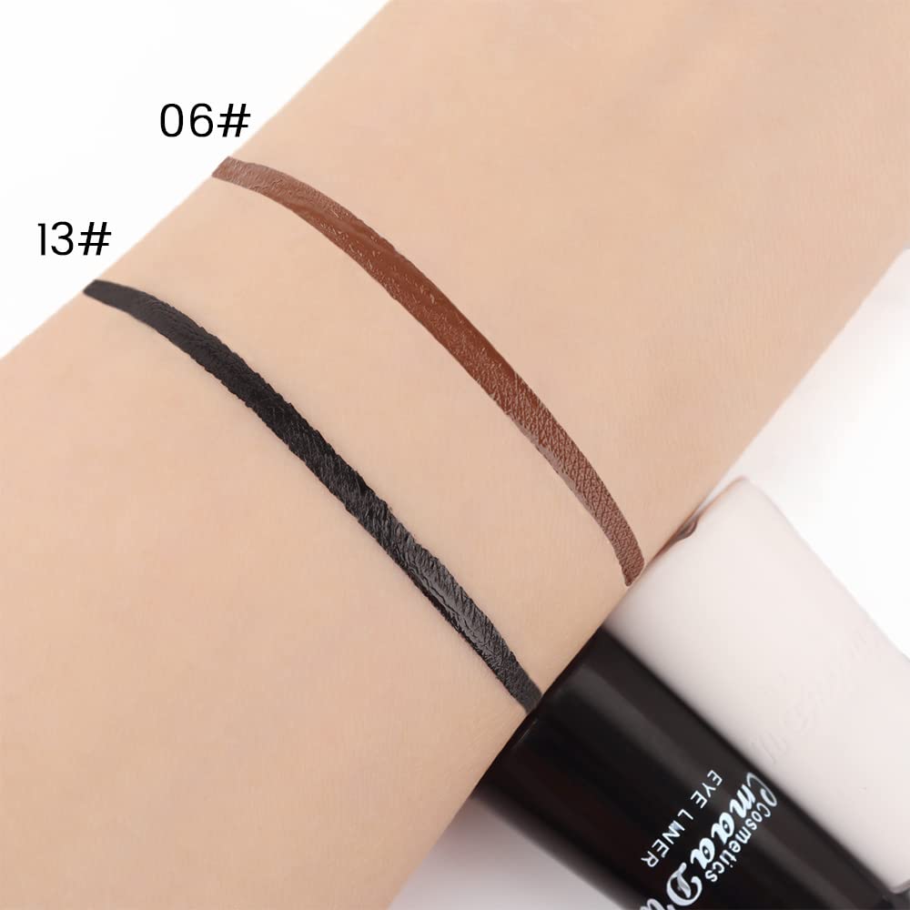 evpct 2Pcs Black Brown Liquid Eyeliner Colorful Set Waterproof Colored Color Eye Liners for Women Stamps Shapes for Eyes delineadores de colores para ojos delineador de ojos contra el agua 06&13