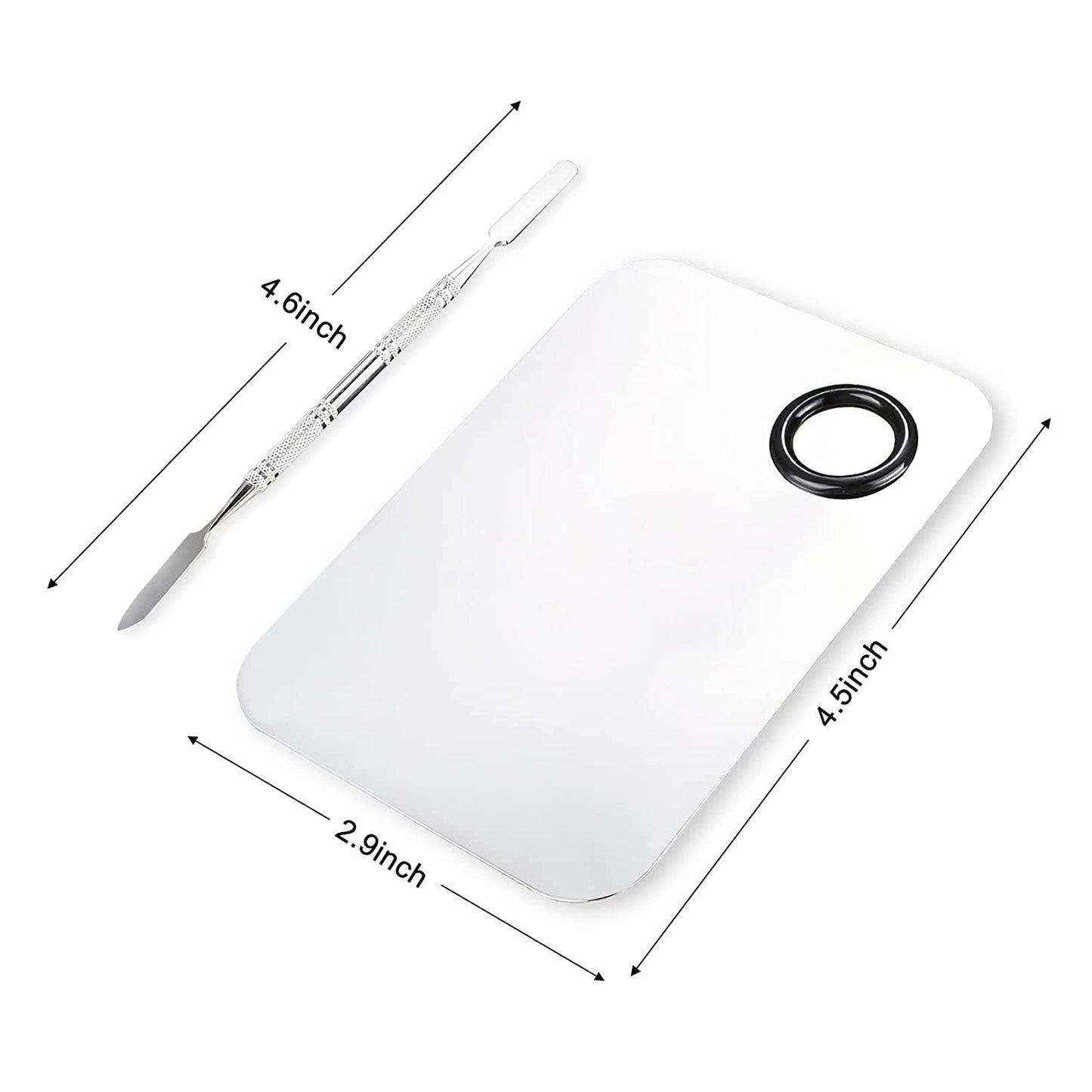 Makeup Mixing Palette, Upgrad Stainless Steel Metal Foundation Palette with Spatula Artist Tool for Mixing Foundation Nail-Art, Size 4.5x2.9 in(2 Pcs)