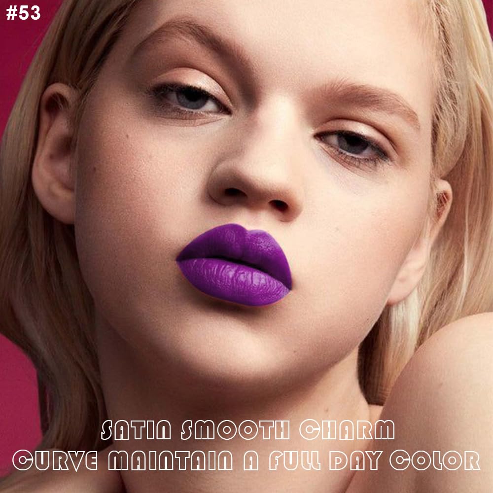 evpct 2Pcs Lavender Purple Matte Liquid Lipstick Lip Gloss Stain and Retractable Lip Liner Makeup Set for Women Long Lasting Waterproof 24 Hours Lipstick labial mate larga duracion 24 53#