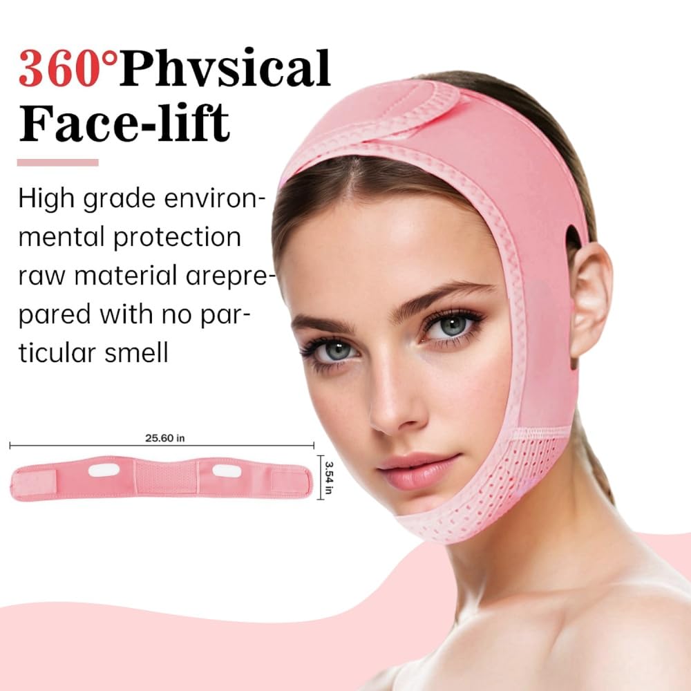 V Line Lifting Mask Chin strap for sleeping, V Line Lifting Mask for Women,Jaw Exerciser,Medium,Pink