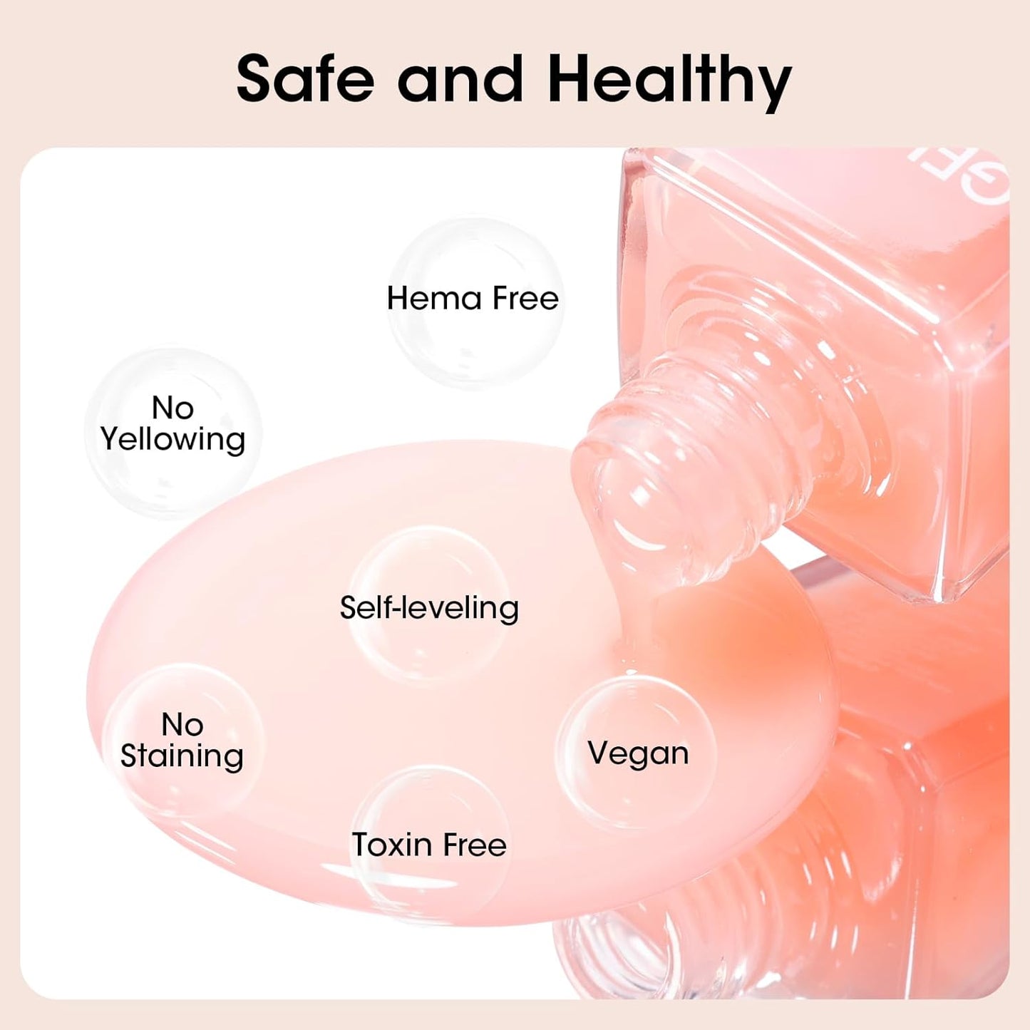 GELLEN Clear Nail Polish Base Coat Sheer Tinted Nude, Natural Color Regular Nail Polish, Calcium Formula Strengthens Nails, Enhances Natural Look, Quick Air Dry, Anti-Yellowing, Hema Free, Non-toxic