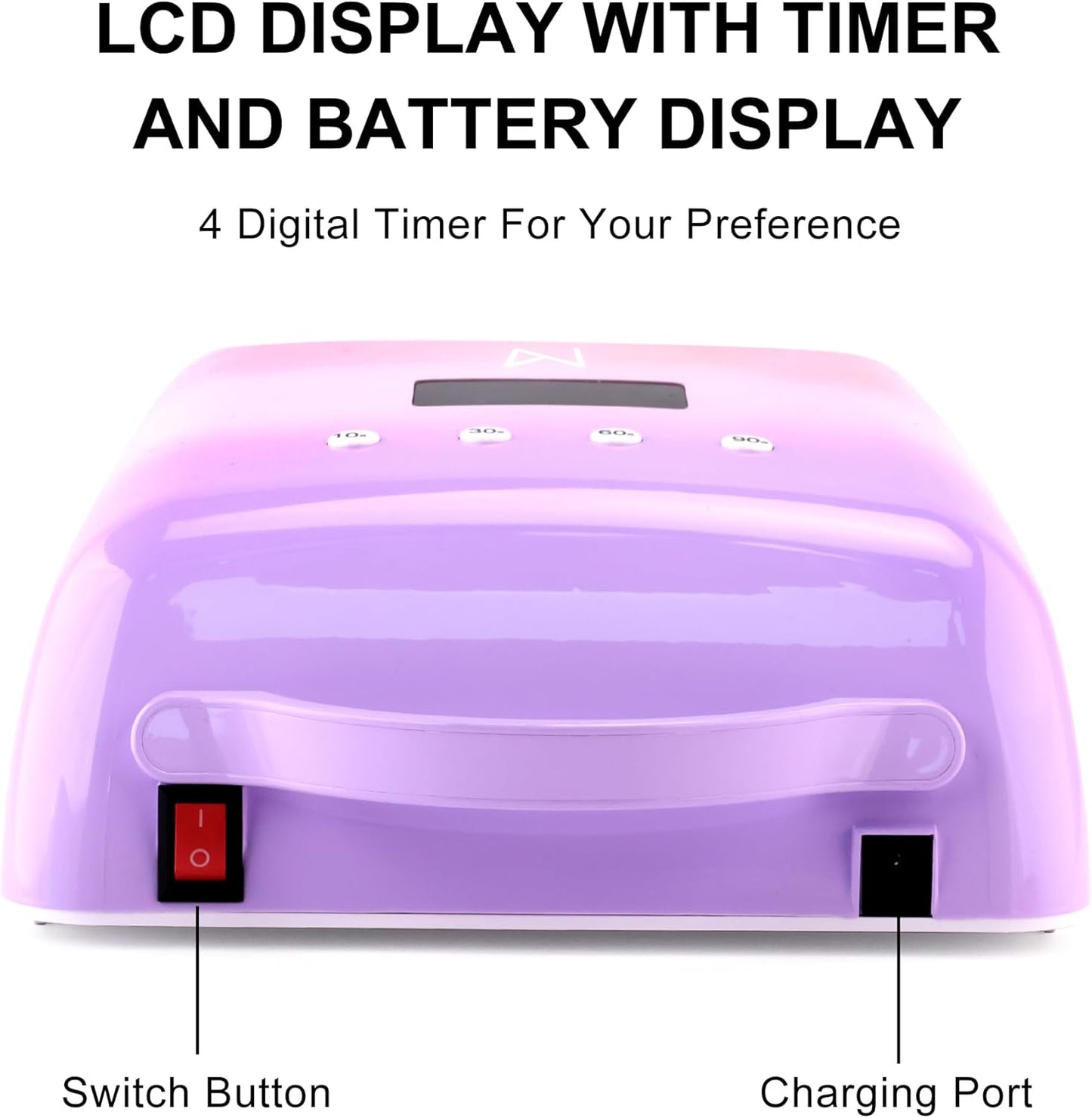M - NEO Cordless & Rechargeable Nail Curing Lamp 78W with 4 LCD Time Display Timer, Auto Sensor, and Spacious Interior for All Hand Sizes and Nail Lengths (Leopard)