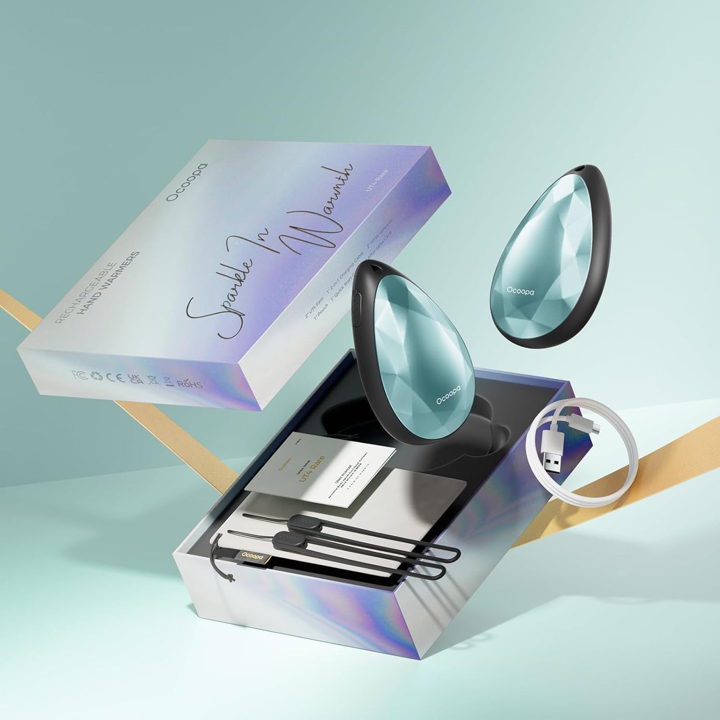 OCOOPA Women Rechargeable Hand Warmers 2 Pack, Portable, Stylish, Diamond-Shape Magnetic Electric Handwarmer, Reusable Pocket Heater, 2025 Tech Gifts for Christmas, Raynaud, Hiking, Camping, UT4 Rare