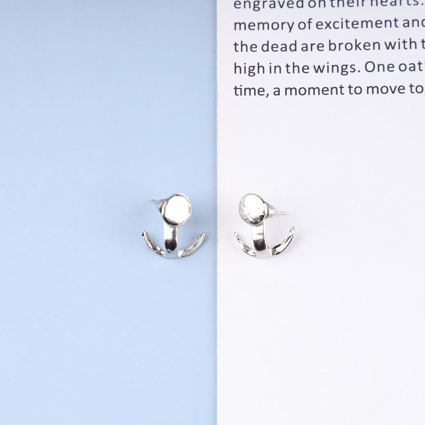 Boho Moon Ear Jackets Earrings Crescent Moon Stud Earrings Gold Sun Moon Earrings Minimalist Double Sided Round Earrings Jewelry for Women