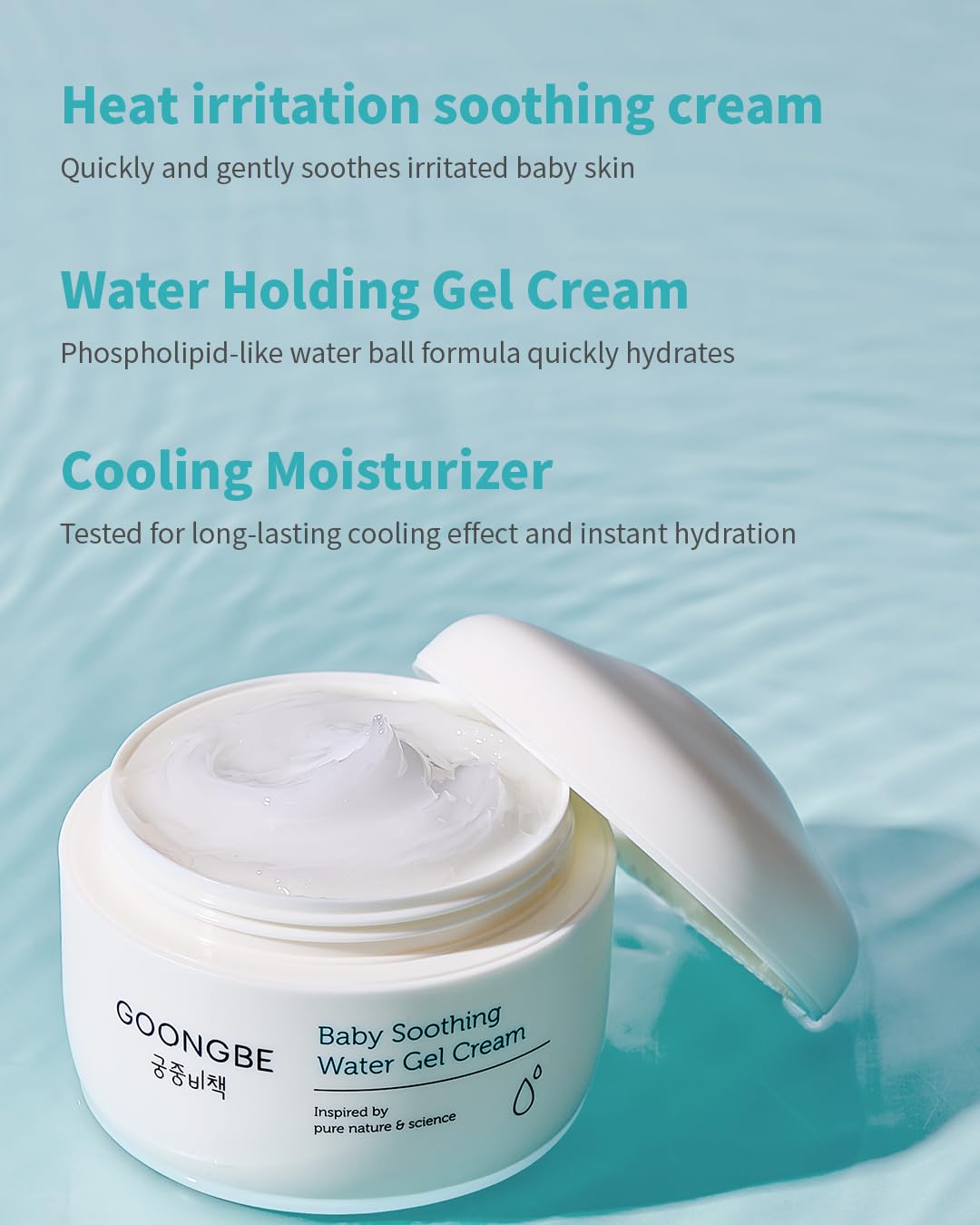 Sun Lotion SPF 40 & Baby Soothing Water Gel Cream - Zinc Oxide Mineral Sunscreen & Cooling Moisturizer - Korean Skincare for Babies Kids - Hypoallergenic Formula, 2.82oz & 3.38oz