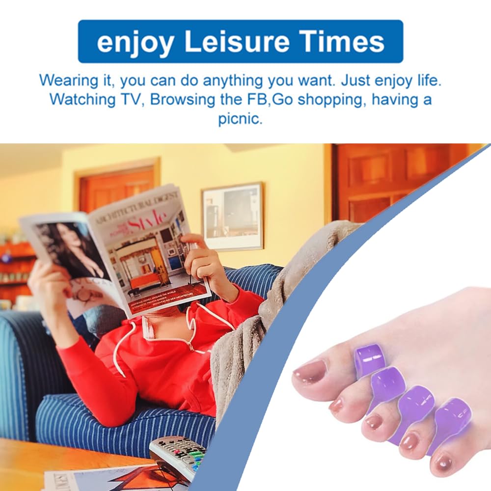 Toe Separators for Bunion & Nail Polish Application - Orthopedic Gel Material, Pedicure Toe Spacers for Toenail Separation, Washable & Reusable Soft Gel Pedicure Kit for Women