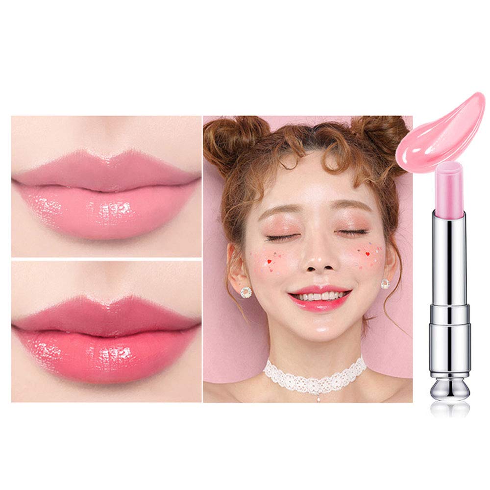 evpct 3Pcs Peach Strawberry Orange Color Changing Change Lipstick Lip Balm Set for Women Korean Magic Lipstick Color Change Changing Lip Tint Tinted Stain Balm Long Lasting Waterproof Crystal Lipstick