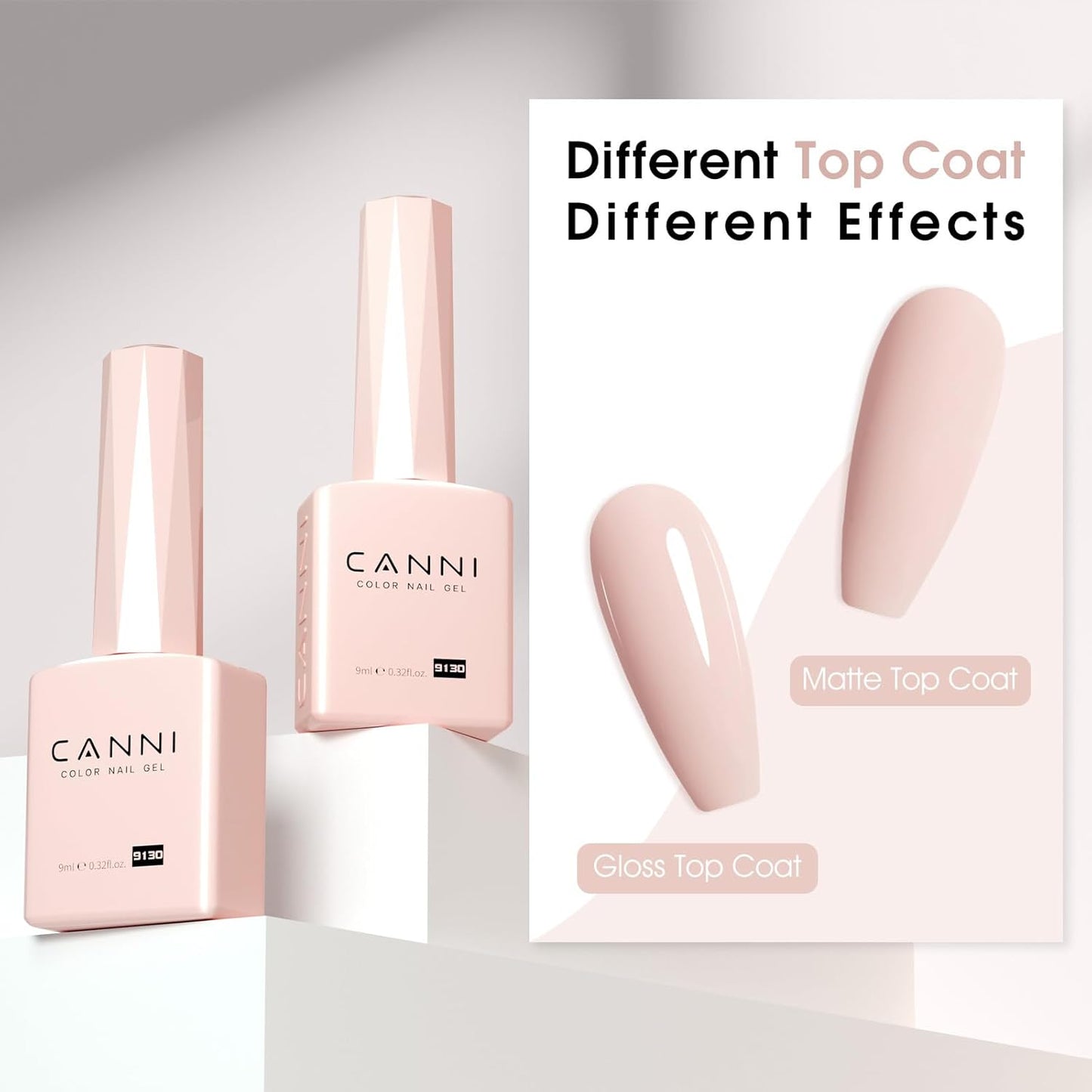 CANNI Pink Gel Nail Polish – Light Nude Oyster Pink, High Gloss Soak-Off UV/LED Gel for French Manicure, DIY Home & Salon Use, 0.32 fl oz