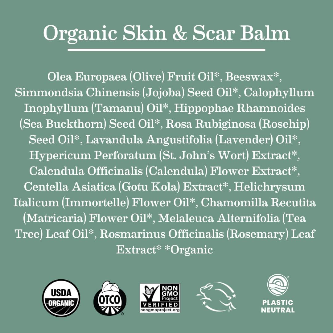 Earth Mama Organic Skin & Scar Balm |C-Section Recovery Skin Care, Pregnancy Stretch Mark Scar Cream with Organic Jojoba Oil, Tamanu Oil & Gotu Kola (2-Pack)