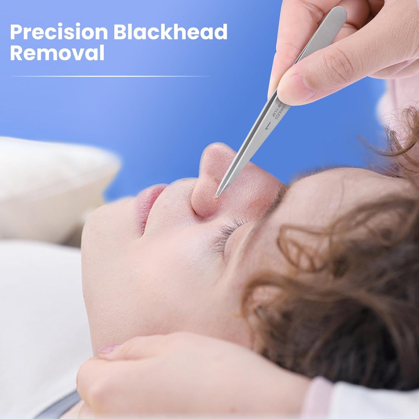 Pointed Tweezers for women Facial hair, Precision Tweezers for Eyebrows, Chin Hair,Ingrown Hair, Splinters, Glass Removal(Silver)