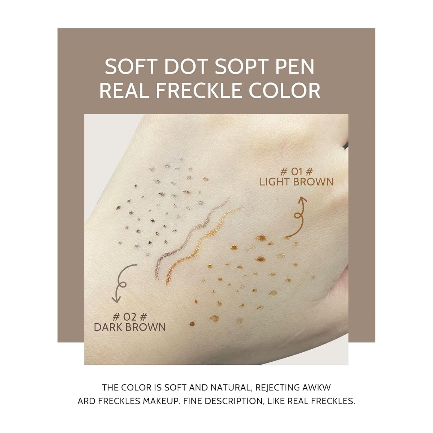 KYDA 2 Colors Liquid Freckle, Natural Freckle Makeup Pen, Longlasting Face Freckle Liquid Makeup, Soft Dot Sopt Pen Magic Freckle Color-Light Brown&Dark Brown