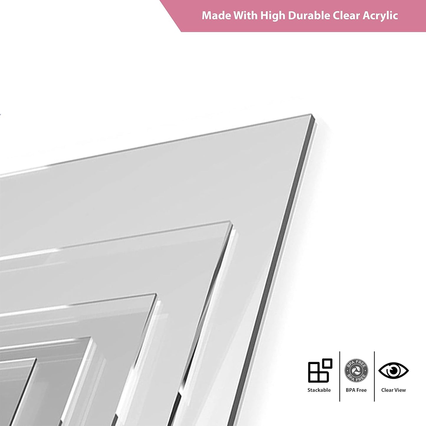 Boxup Makeup Organizer 3 Drawers,Makeup Organizers For Nail Polishers Clear Cosmetic Display Cases Stackable Storage Box With 3 Drawers For Vanity