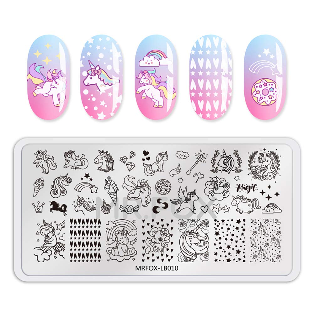 MR.FOX 5 pcs Nail Printing Board Set a Variety of cat Claws Kittens Puppies Unicorns and Other Patterns Art DIY Stamping templates