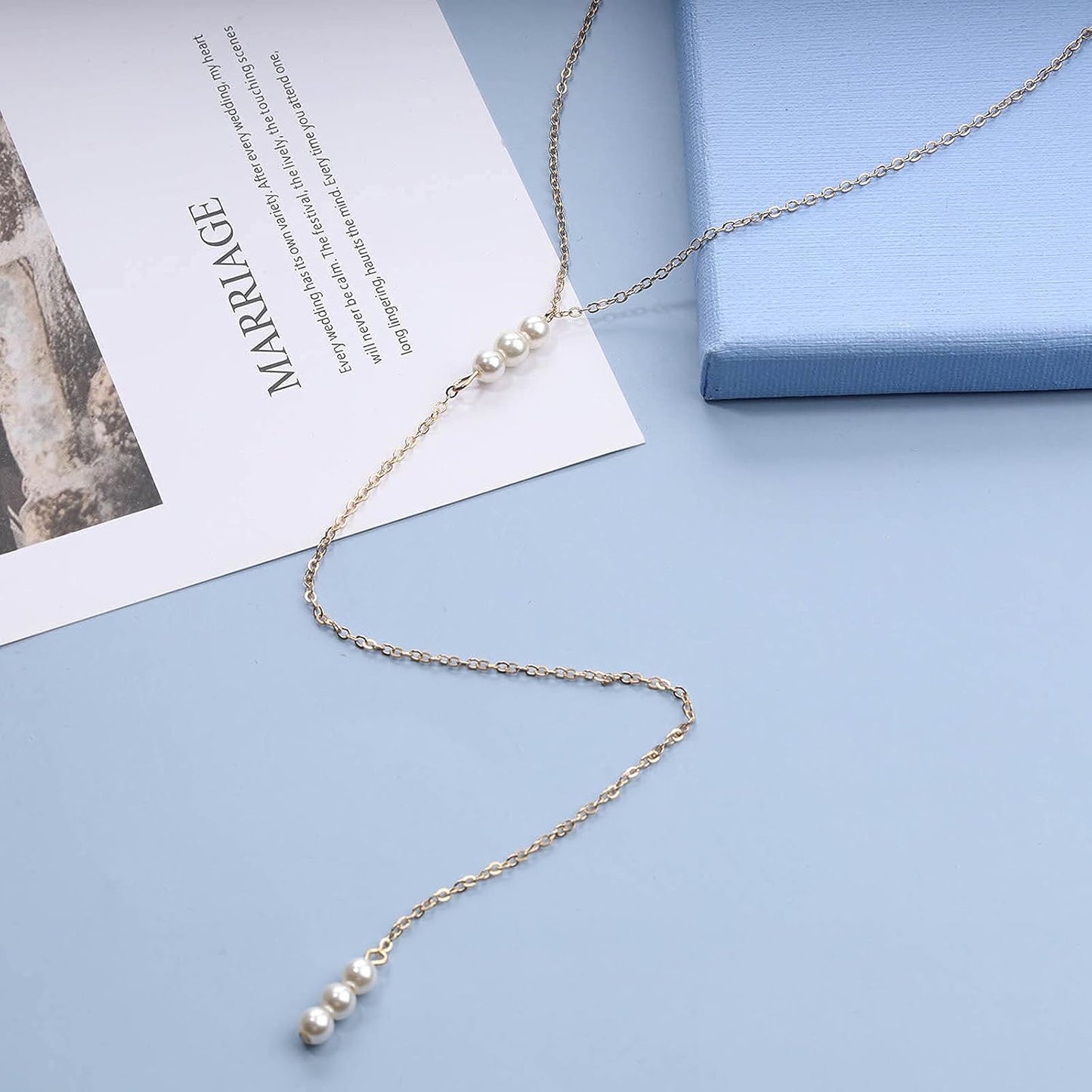 Boho Pearl Back Chain Necklace Gold Backdrop Necklace Body Chain Summer Beach Body Jewelry for Women and Girls Gifts