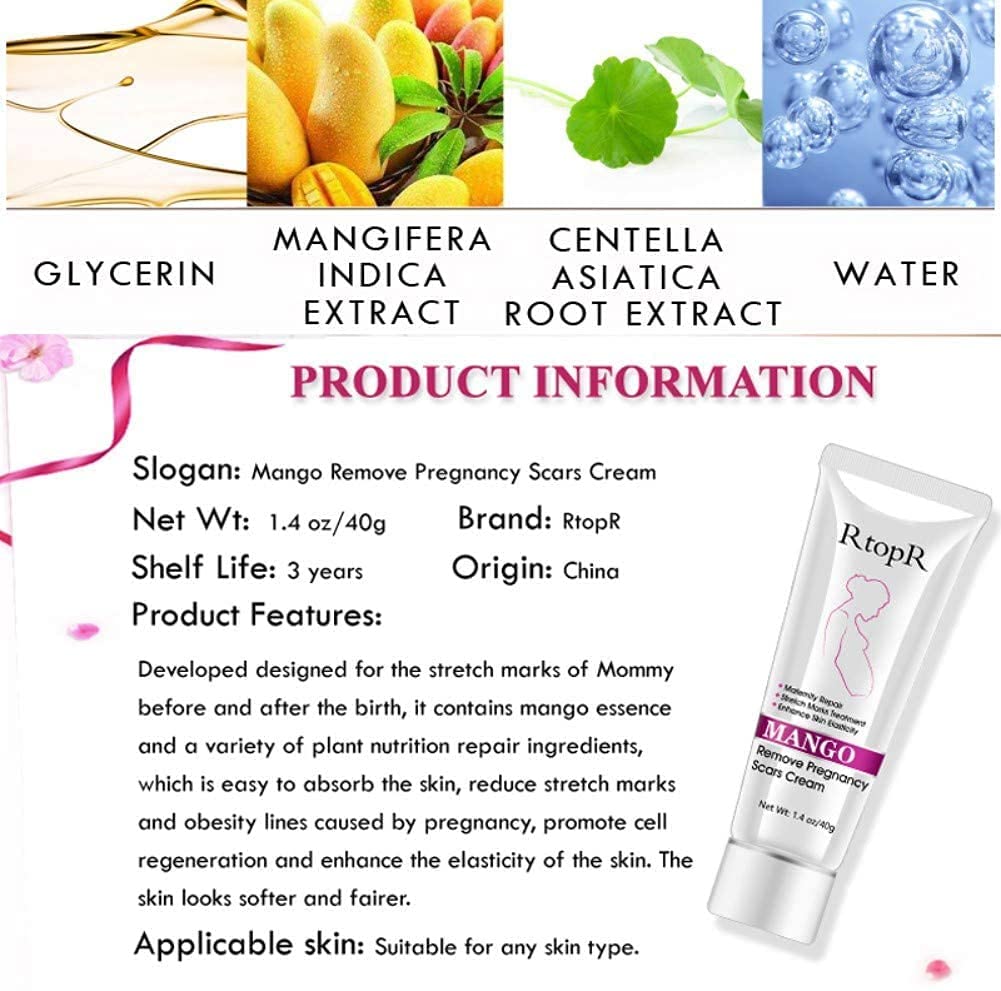 RtopR Mango Stretch Marks and Scar Cream -Stretch Marks and Scar Removal Cream for Pregnancy - Best Body Moisturizer-80g