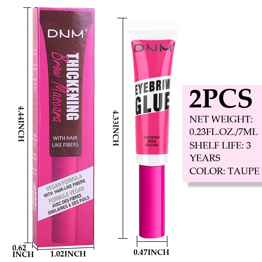 BINGBRUSH Tinted Thickening EYE Brow Glue Mascara,Brow Fast Sculpt,Waterproof, Transfer-proof, Brush to Fill in Eyebrows and Cover Gray Hairs - Cruelty Free - Light Medium Brown (2Pcs 09 transparent)