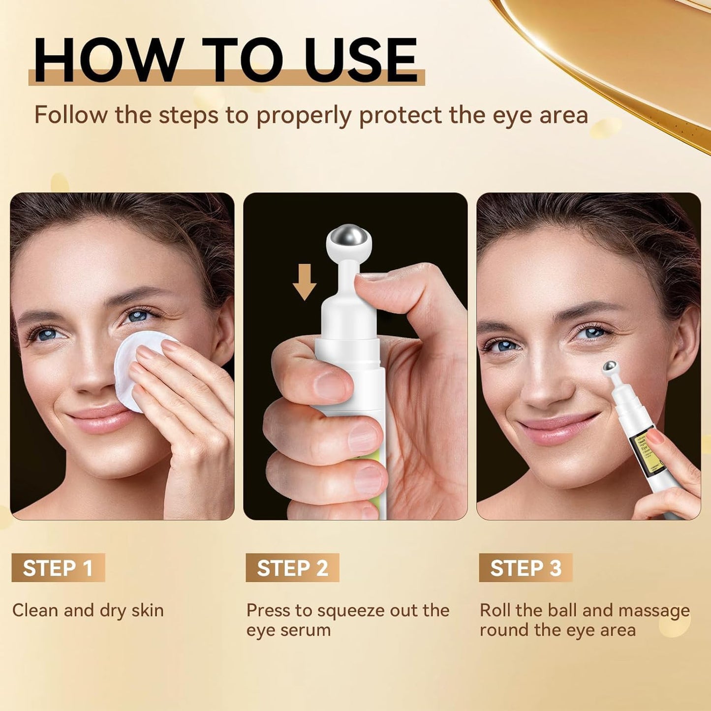 New Snail Peptide Eye Cream for Fine Lines, Dark Circles and Puffiness, With 73% Snail Mucin Filtrate & 2% Nicotinamide, Moisturizing, Hydrating, Firming, Brightening, 360° Massage Ball; YS-WN