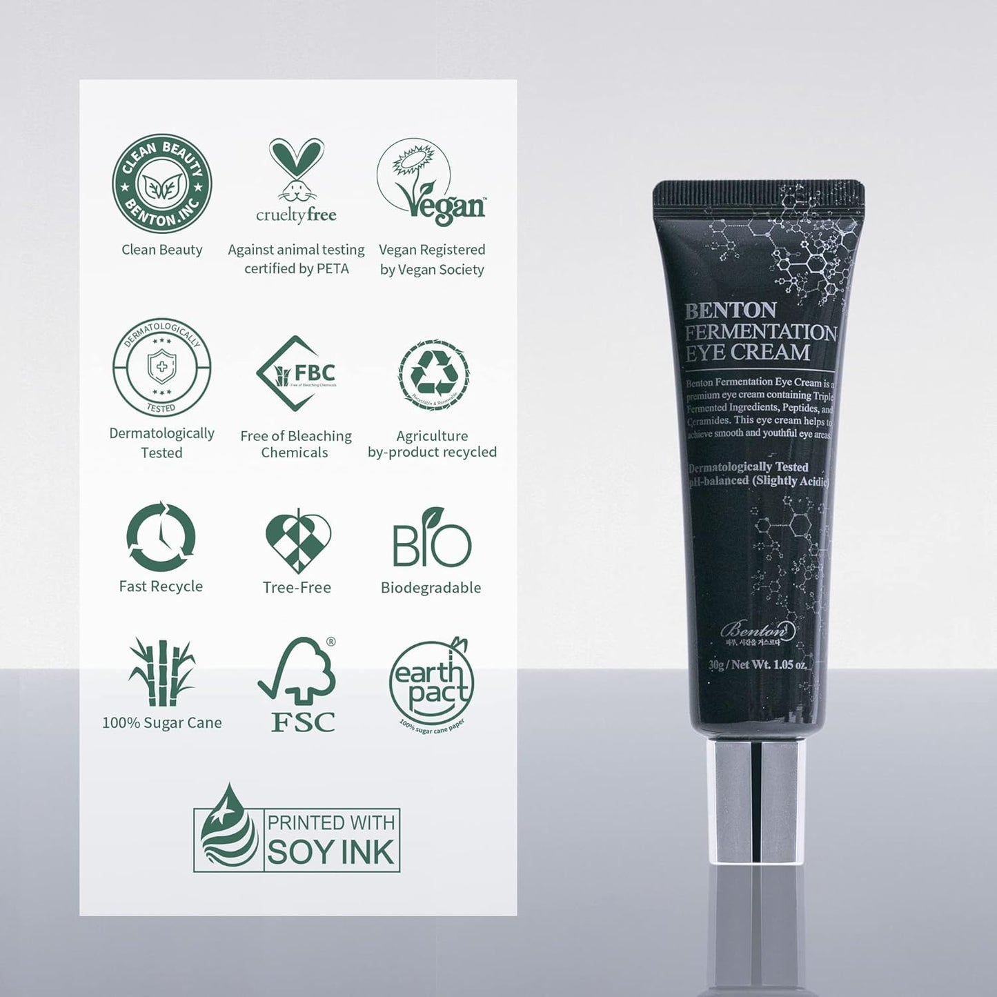 BENTON Fermentation Eye Cream New Version (1.05 oz.) - Galactomyces & Bifida Ferment Anti-Wrinkle Eye Treatment Cream, Dark Circles & Puffiness & Under Eye Bags