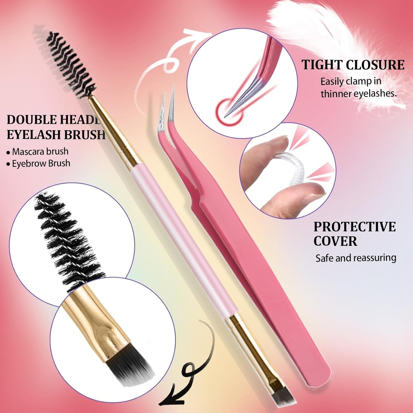 DIY Lash Extension Kit 590Pcs 9-18mm D Curl Lashes Clusters with Lash Bond and Seal Glue Remover Lash Shampoo Cleansing Brush Headband Wristband Tweezers Eyelash Brush Applicator