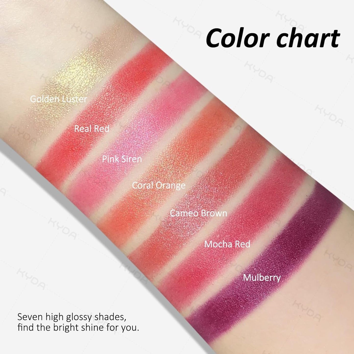 KYDA Red Shimmer Lipstick, Metallic Pearl Lipstick, Lasting Non-sticky Glitter Lips Color, High Glossy Lips Makeup for Women, Mocha Red