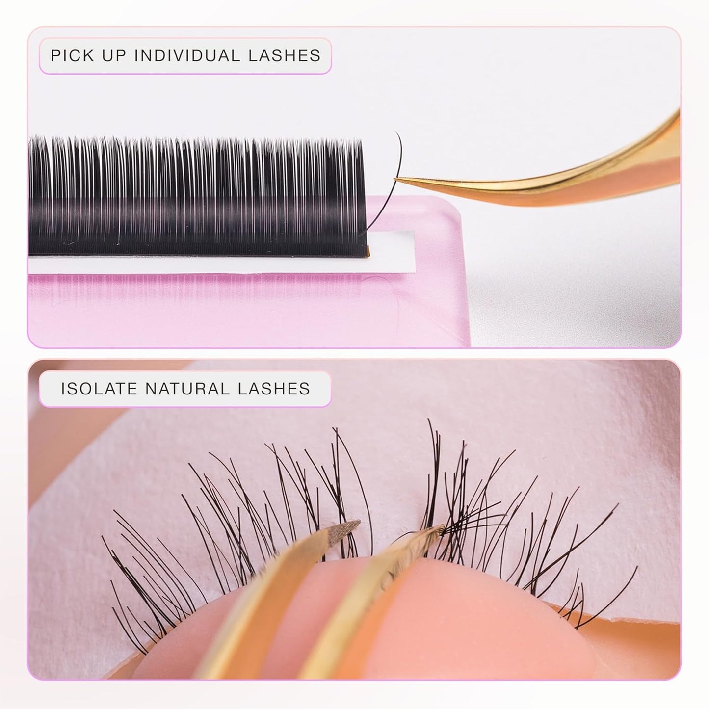 Curacoro Lash Tweezer - Professional & Precision Fiber Tip Grip Lash Tweezers for Eyelash Extensions, Multi Shapes & Purposes Tweezers for Volume, Isolation & Classic Lashes (Silver, Girl Boss)