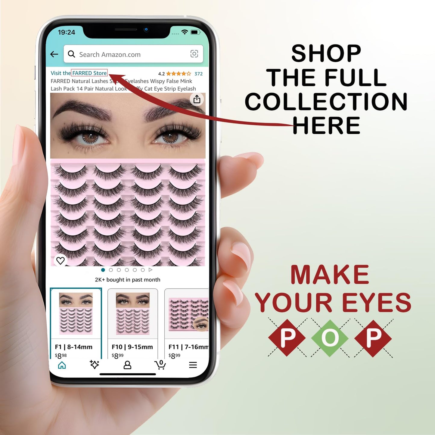 FARRED Half Eyelashes Natural False Lashes Wispy Cat Eye Strips Eyelash 14 Pairs Faux Mink Strip Eye Lashes Pack for Daily Makeup (F20 | 8-15 mm)