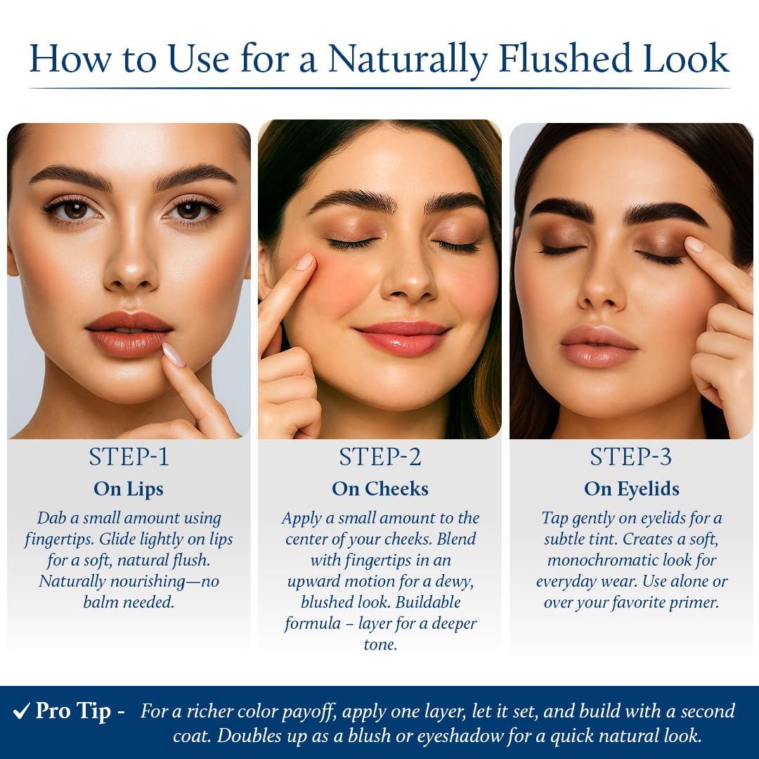 Blue Nectar Lip Tint Stain for Sheer Nude Tinted Lips | Hydrating Lip Tint, Color Infused, with Shea Butter for Natural Looking Finish (035Oz)