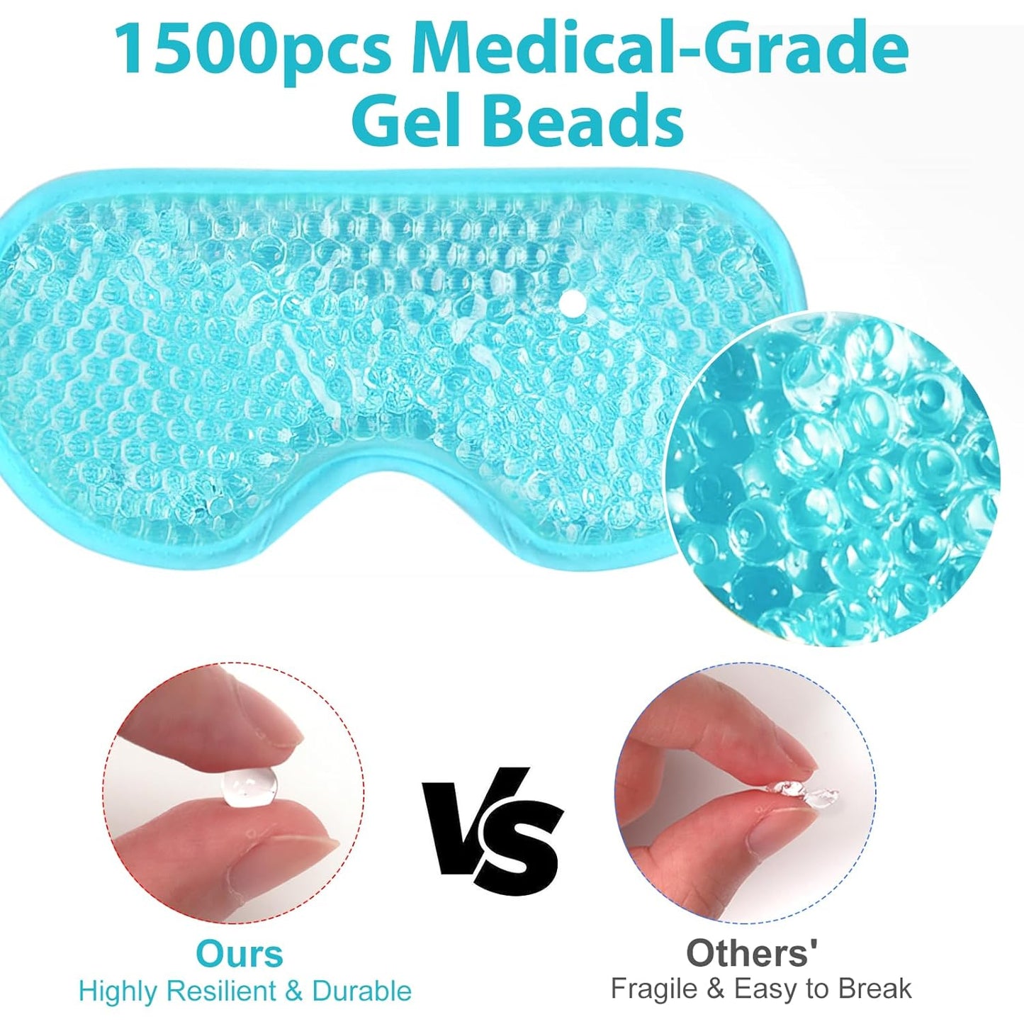 BeeVines Gel Eye Mask, 2 Pack Cooling Ice Masks for Puffy Eyes for Men & Women, Cold & Warm Compress for Post Surgery, Puffiness, Allergies Treatment(Blue & Gray)