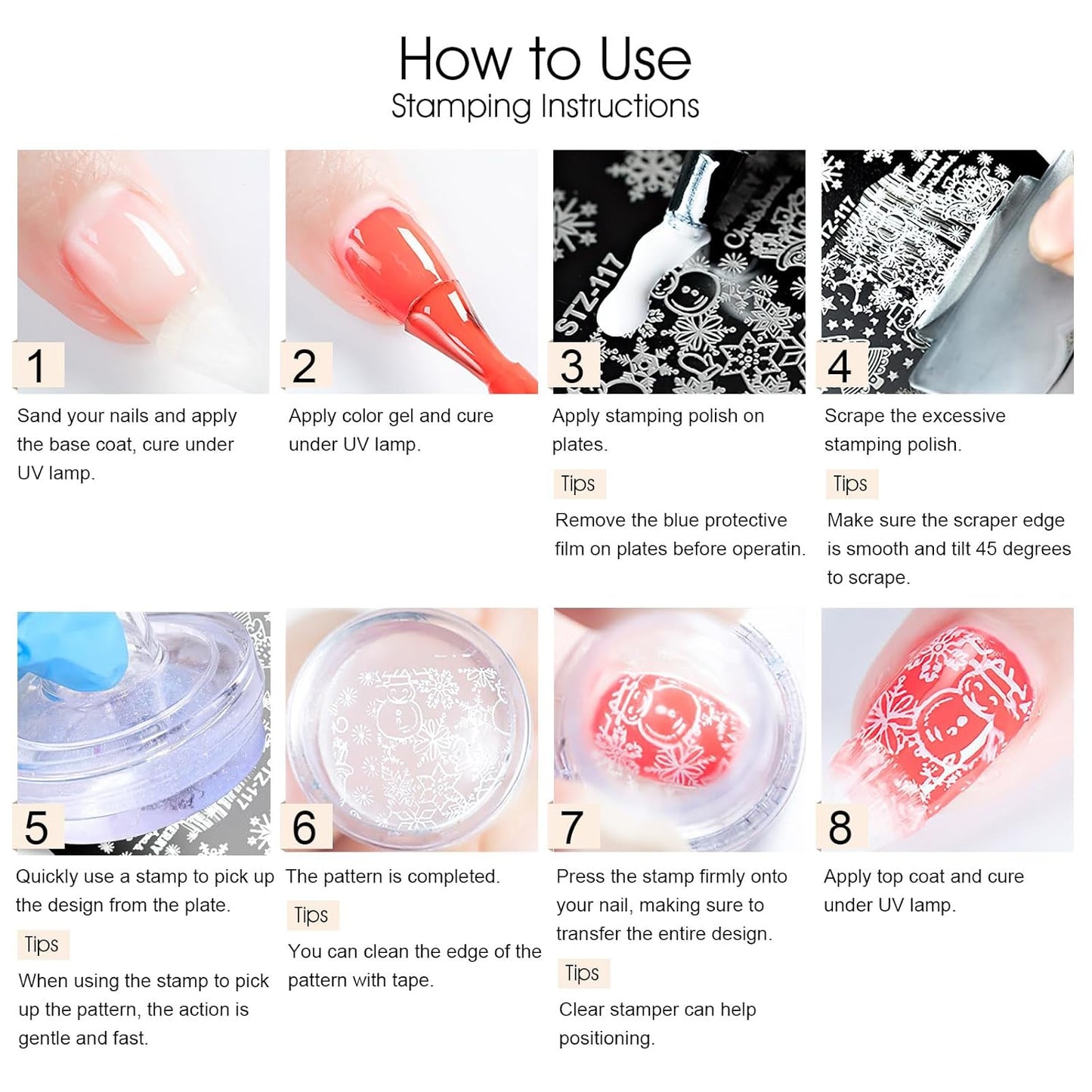 8 Colors Nail Stamping Polish Gels for Nail Stamp Print Polish Stamper DIY Nail Art Stamping Manicure