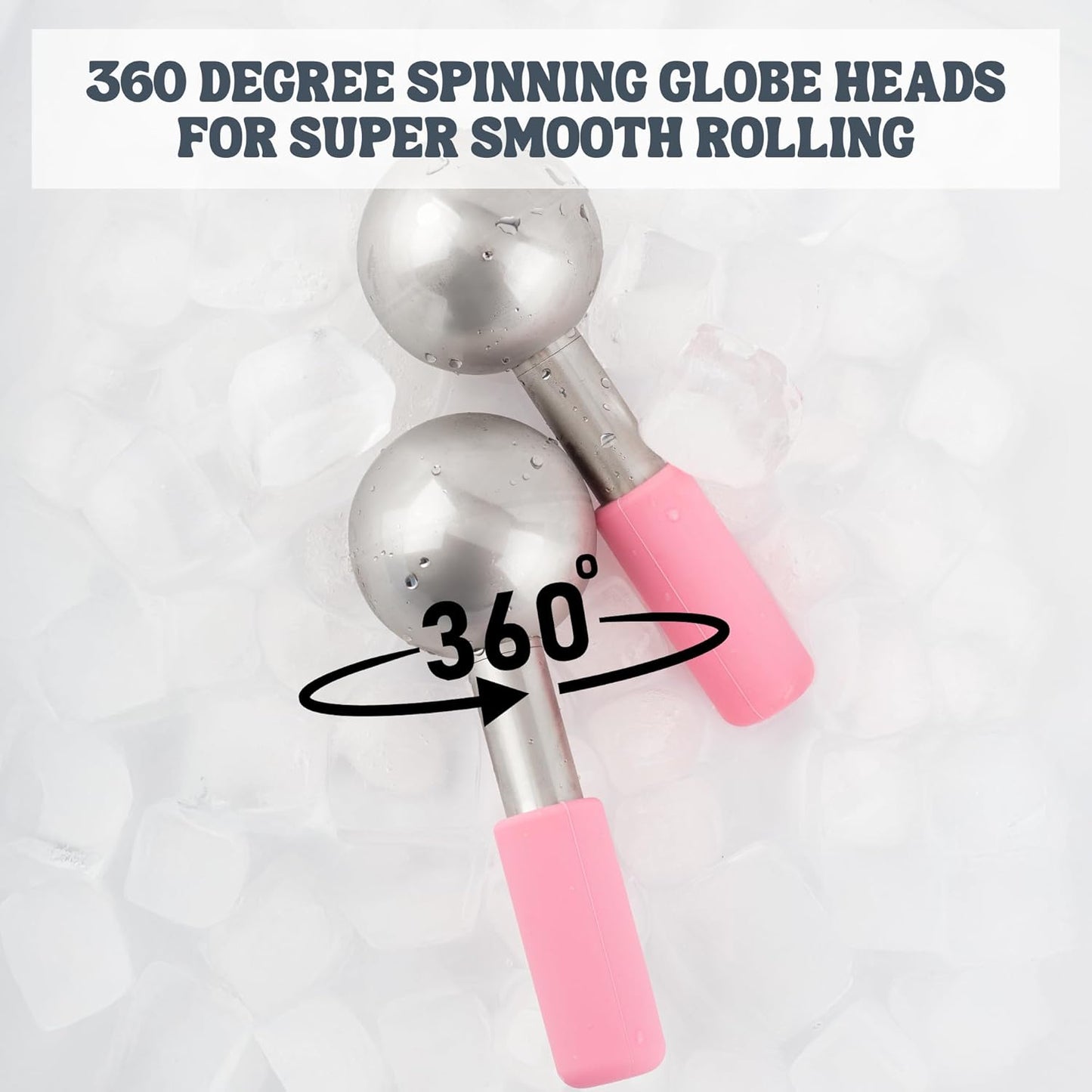 Eli with Love Ice Globes for Facials - 360 Rotating Unbreakable Steel Ice Globes with Carry Case - Professional Esthetician Supplies - Ice Roller for Face and Eyes - Ideal Skincare Tool (Pink)