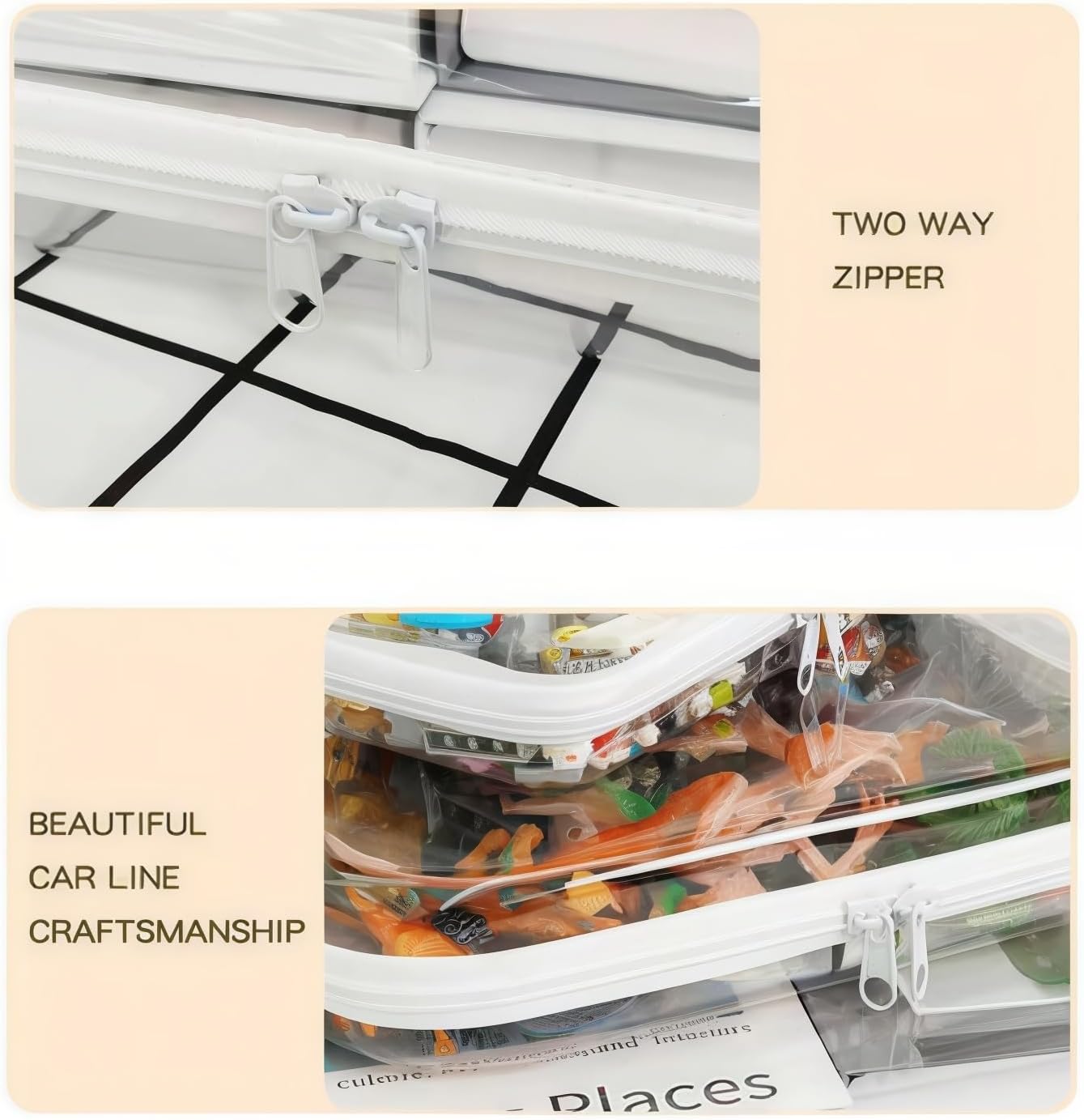 3 Pcs Zippered Transparent Cases,Clear Hard Pouch,Portable Double Zipper Hard Bag,Waterproof Clear Hard Shell Zipper Case for Cosmetic Storage, Snacks, Pencil Case (Small*3)