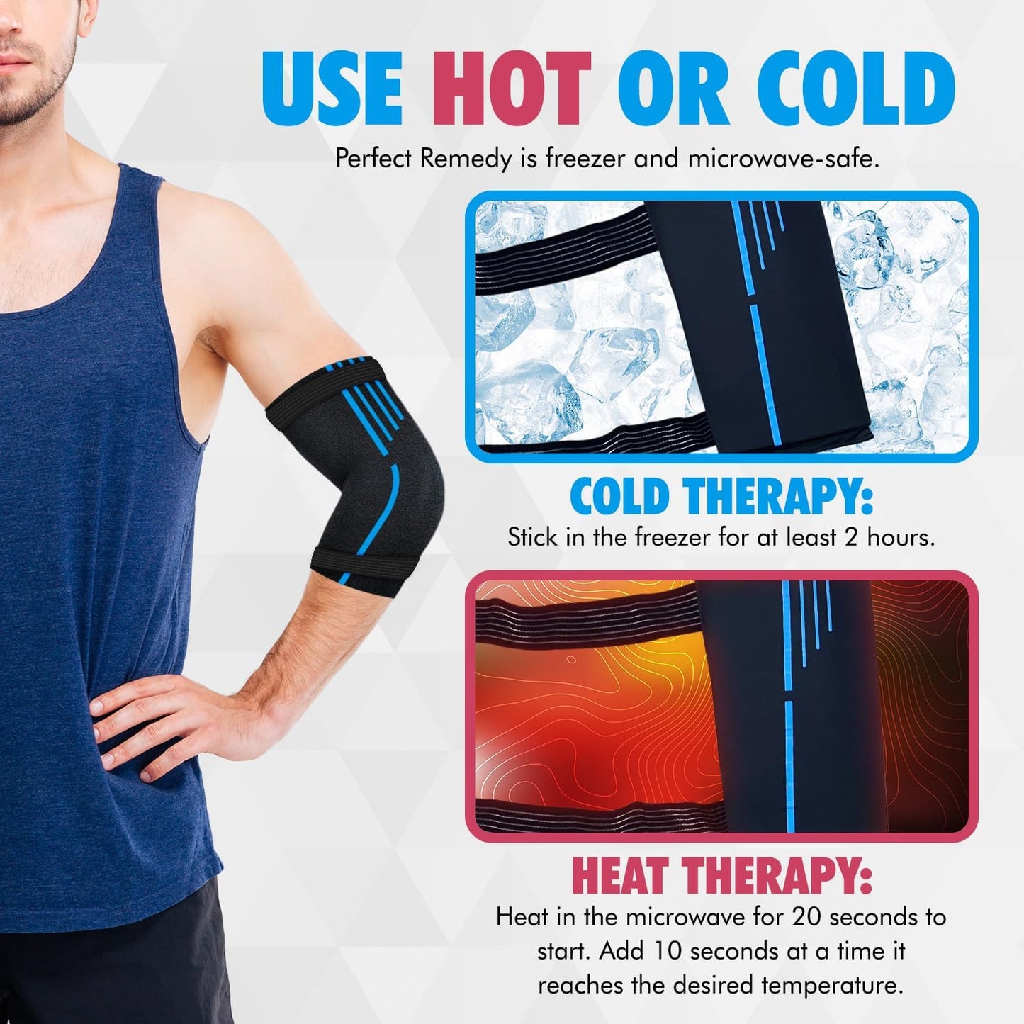Perfect Remedy Freeze Sleeve - Hot & Cold Arm Ice Pack Wrap Compression - Tennis Elbow Cold Pack Compression for Support in Injuries - Ice Sleeve for Knee, Elbow (Large-X Large)