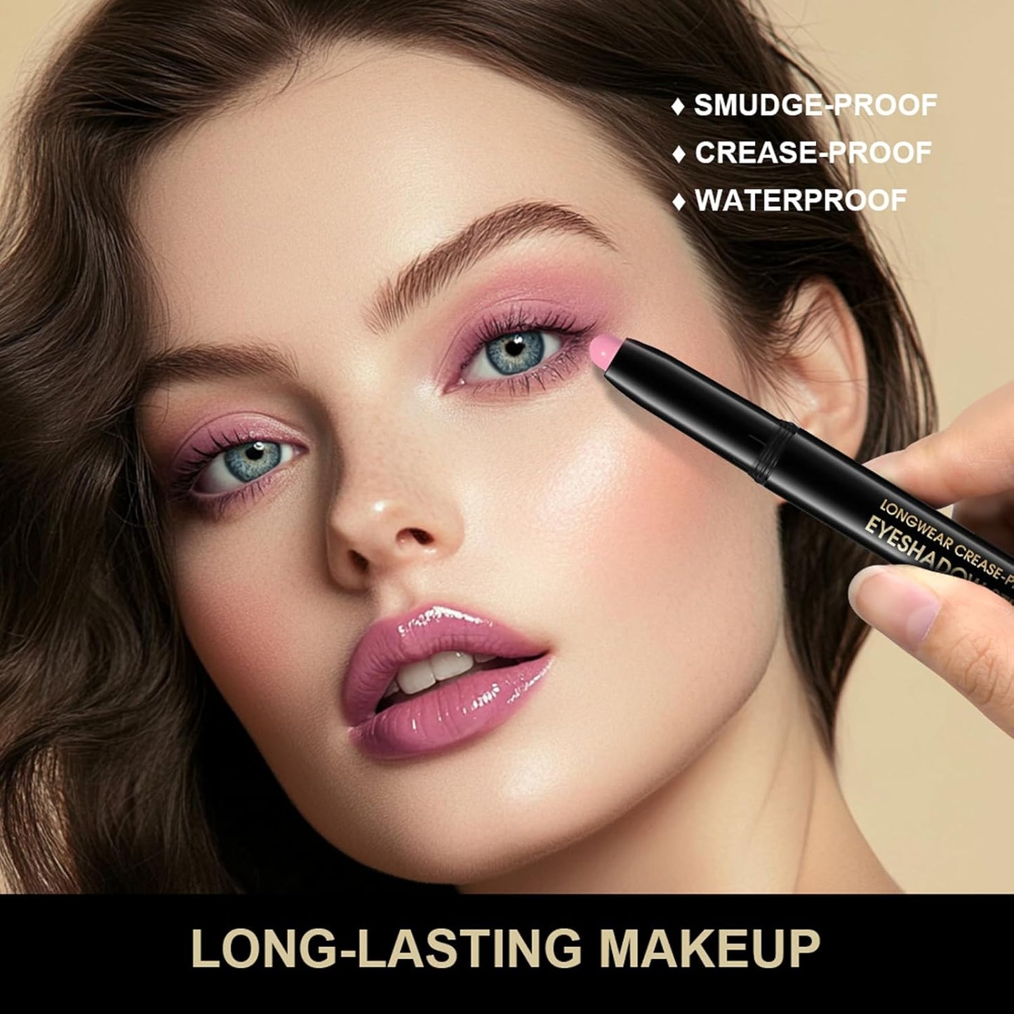 Eyeshadow Stick, Shimmer and Matte Cream Eye Shadow Brightener Sticks Eyeliner Pencil Crayon, Waterproof Long Lasting Eye Highlighter Stick Makeup,0.056 Oz(#8-Fancy)