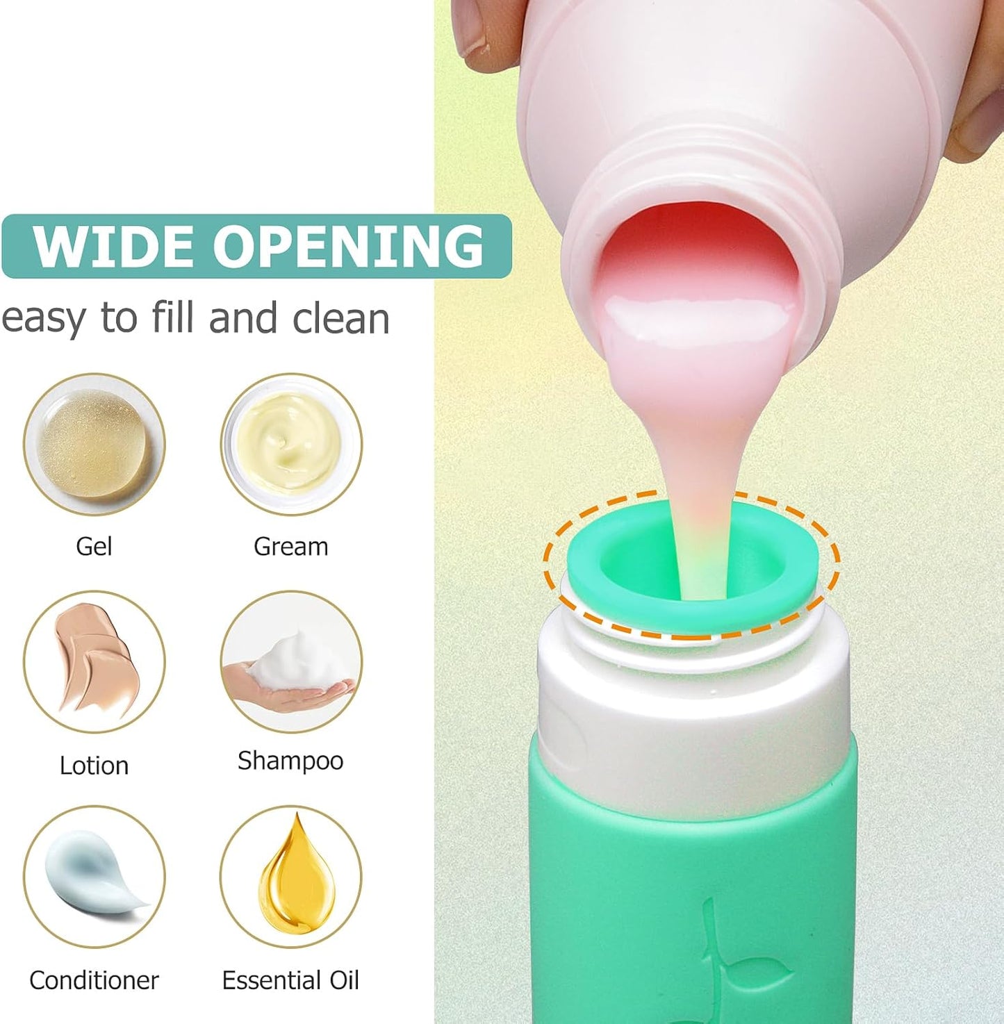 Small Travel Size Container for Cream 3pcs Mini Silicone Makeup Jar and 1pcs Tiny Squeeze Bottle, TSA Approved Leak-proof Lotion Pots and Toiletries Bottles With Storage Bag