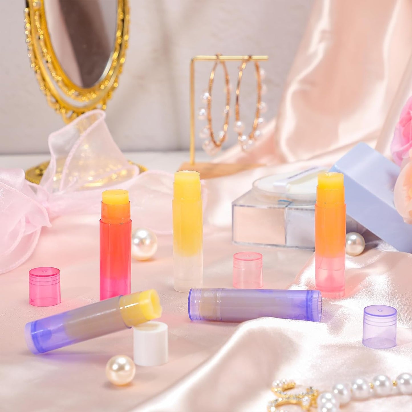 Nuanchu 200 Pcs Lip Balm Tubes Empty Lip Gloss Tubes Bulk Women 0.186 Oz/ 5.5 ml Lip Gloss Container Kit Clear PVC Lip Containers with Caps for DIY(Multicolor)