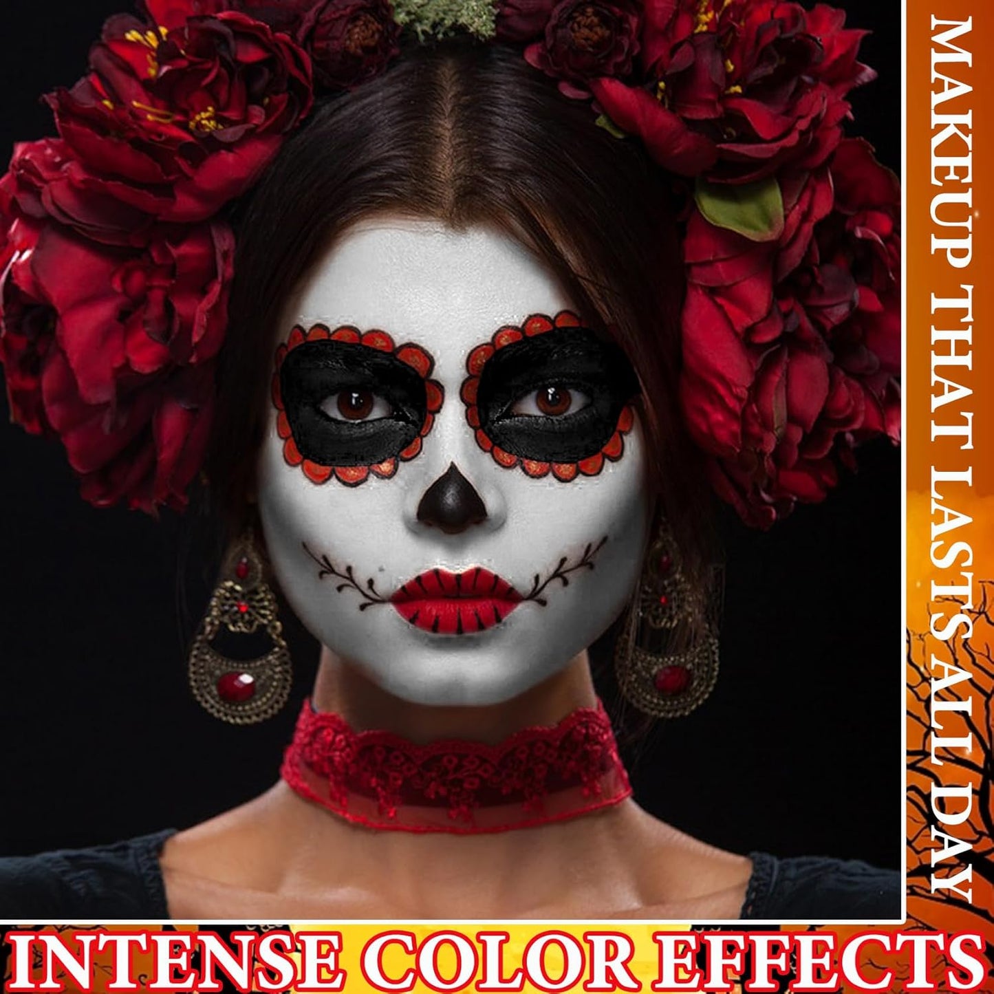 3 Pcs Halloween Face Paint Special Effects Makeup Kit,Water-based Black White Red Face Body Paint,Clown Cosplay SFX Joker Zombie White Makeup Professional Face Painting Kit for Adult