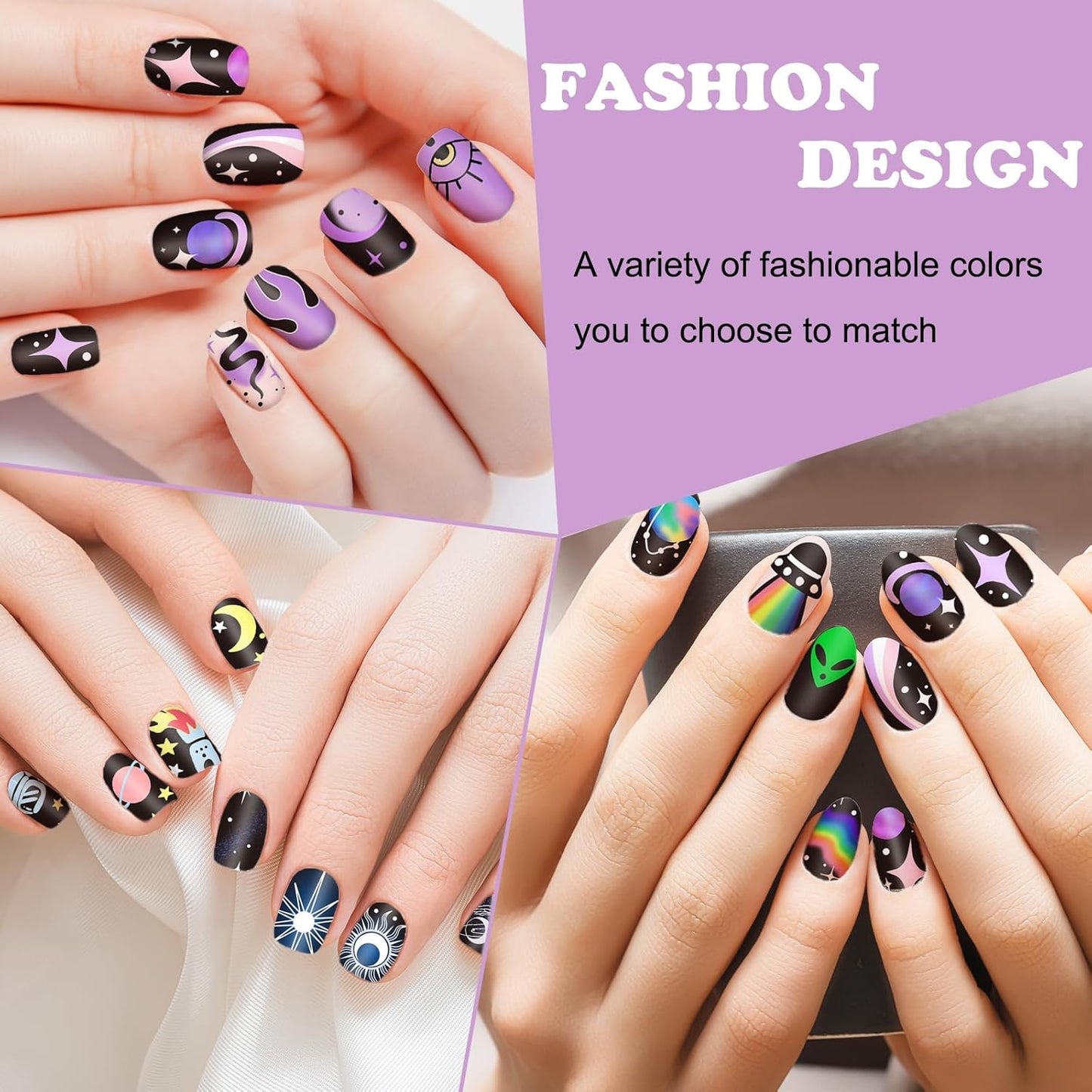 Whaline 6Pcs Outer Space Nail Plates Stamping Set Rocket Moon Planet Astronaut Stamp Templates Nail Art Plates for DIY Print Manicure Salon Design