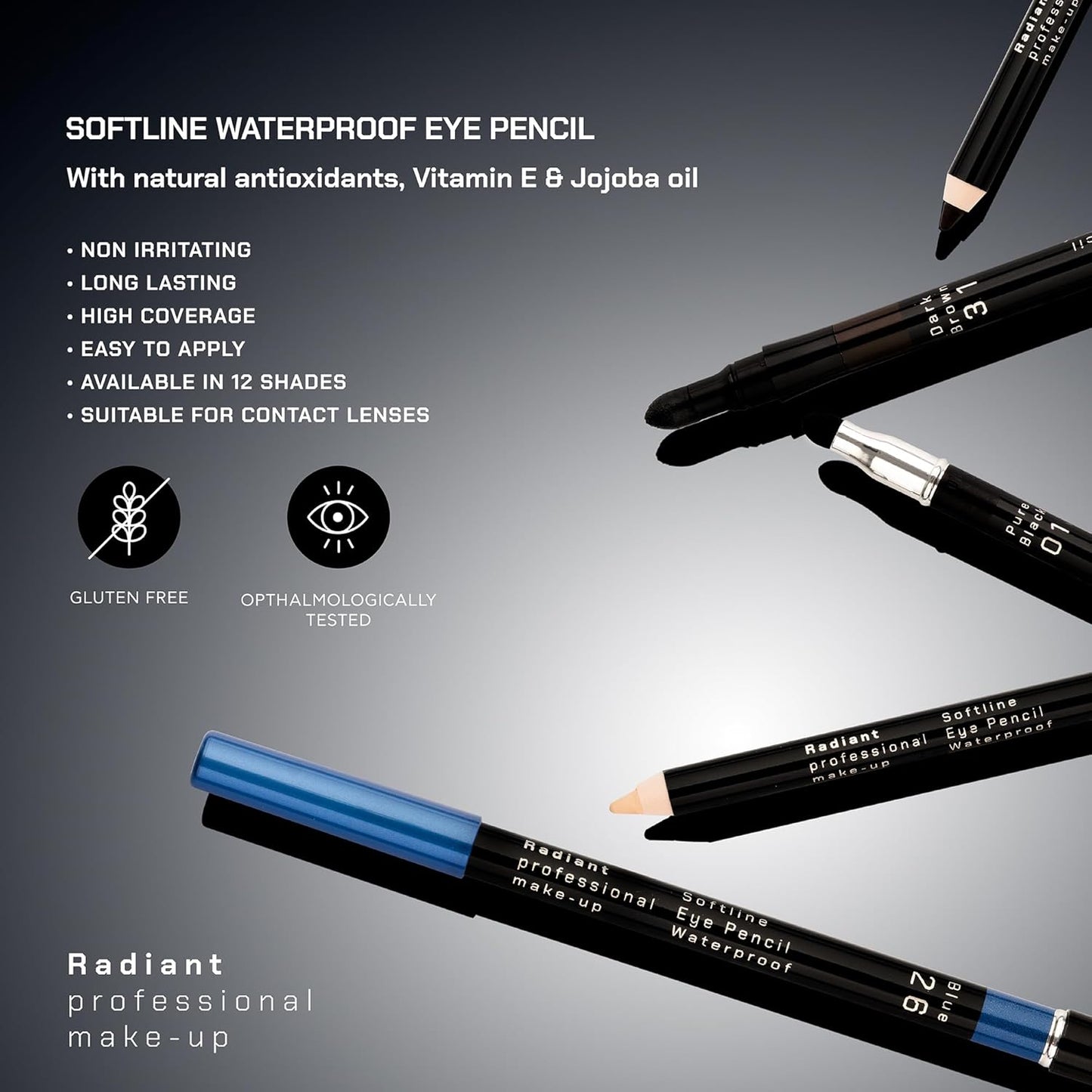 Radiant Professional Waterproof Eyeliner Pencil - Eyeliner Waterproof Smudge Proof for Woman - Long Lasting Under Eye Pencil for Smoky Eye - Soft Waterline Eye liner Smudger Tool, Purple (22)