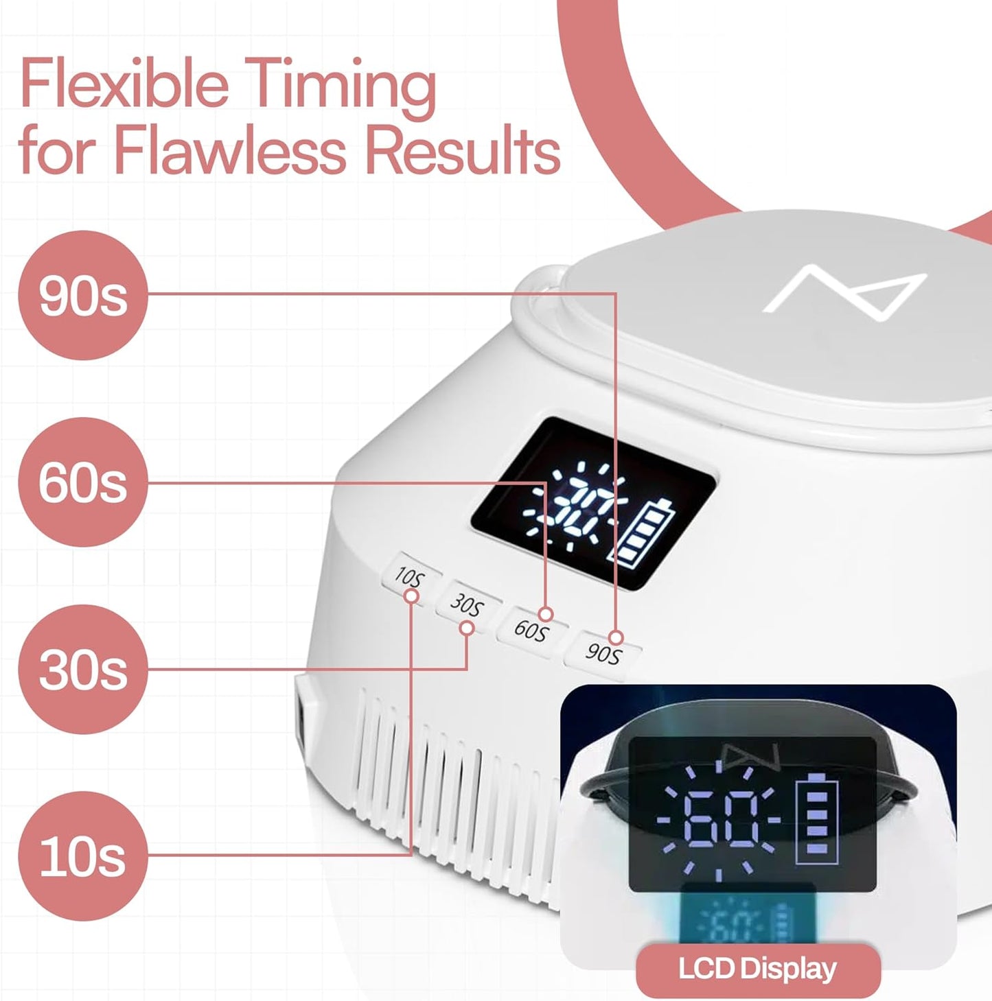 M - GlowPro Professional Hybrid 86W Wireless Rechargeable UV LED Nail Curing Lamp Cordless Nail Dryer for Gel Nails, Manicure, Pedicure (Black)