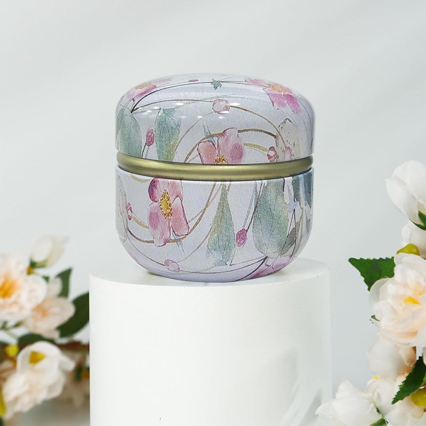 Body Powder Puff and Container for Dusting Powder, Women Powder Puff and Powder Case for Bath and Travel (Wild Flower)