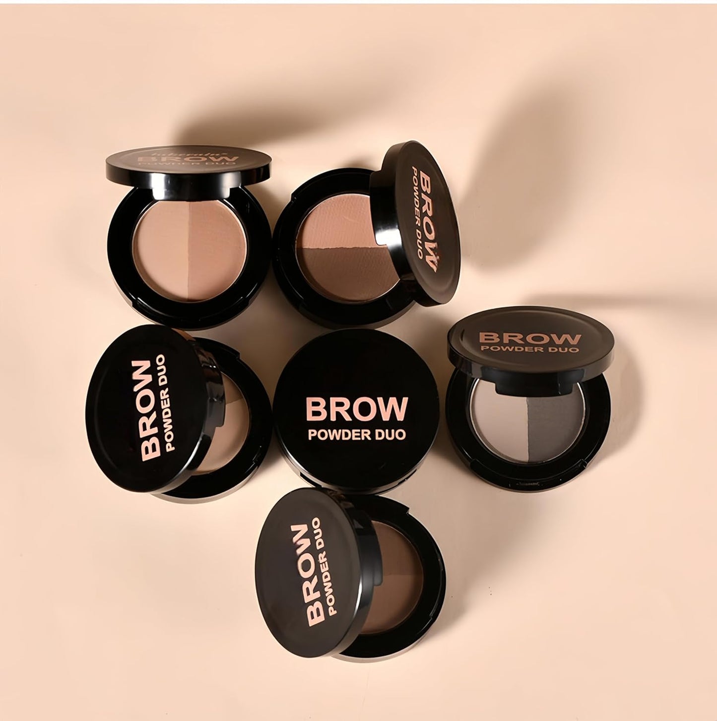 MAEPEOR Brow Powder Duo 6 Colors Natural Smooth Eyebrow Powder Professional Brow Contour Palette for Filler Defined & Sculpt (02 Chocolate)