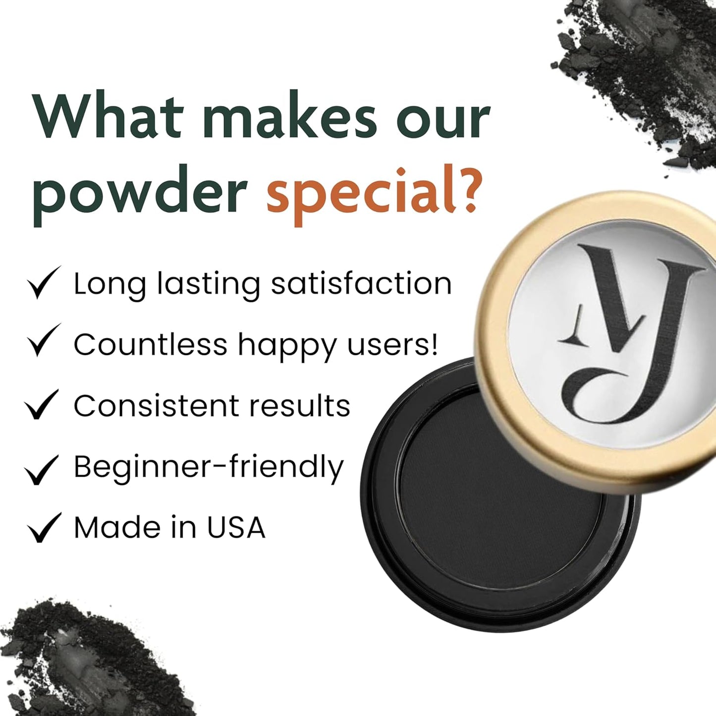 Eyebrow Powder, High Colour Pigmentation, Cruelty-Free & Vegan, Natural & Even Eyebrows (Jet Black)