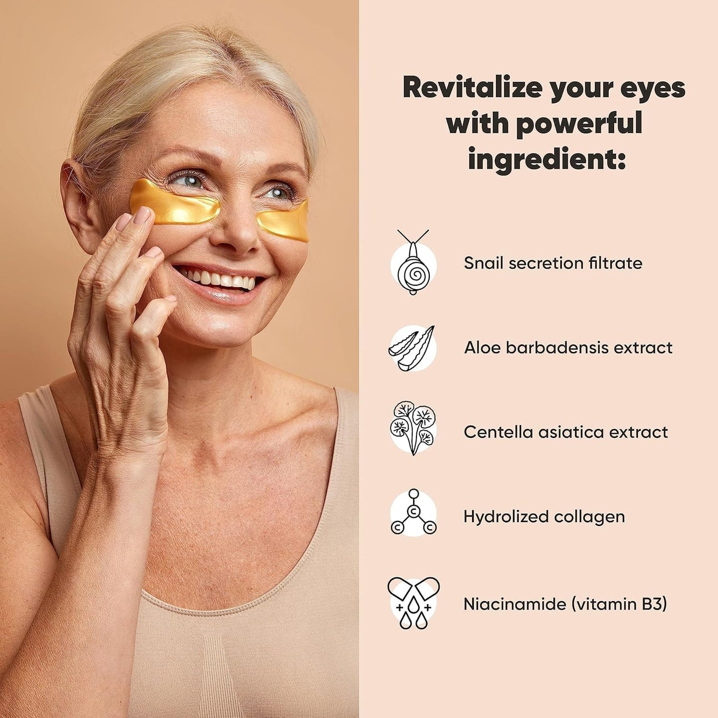 LE GUSHE Under Eye Mask & Under Eye Patches (10 Pairs) - Gold Eye Mask with Collagen & Amino Acid, Cooling Eye Care for Wrinkles, Puffy Eyes & Dark Circles, Brightening Skincare