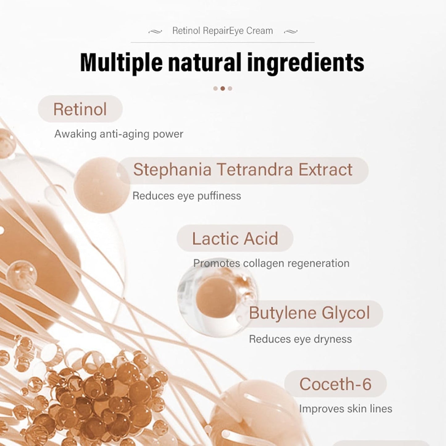 Retinol Eye Cream With Retinol Serum & AHA 30% & BHA 2% -Under Eye Cream For Dark Circles Puffy Eyes -Retinol Anti-Aging Eye Cream For Wrinkles Instant Eye Tightener For Women & Men