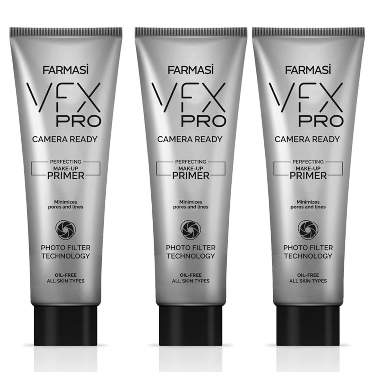 Farmasi 3-Pack VFX PRO Camera Ready Primer - Flawless Finish Long Lasting Makeup Base Smoothing Pore Minimizing Oil Control Lightweight Formula Professional Makeup Application Daily Use, Clear